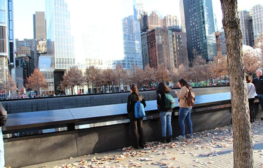 students visiting September 11 Memorial