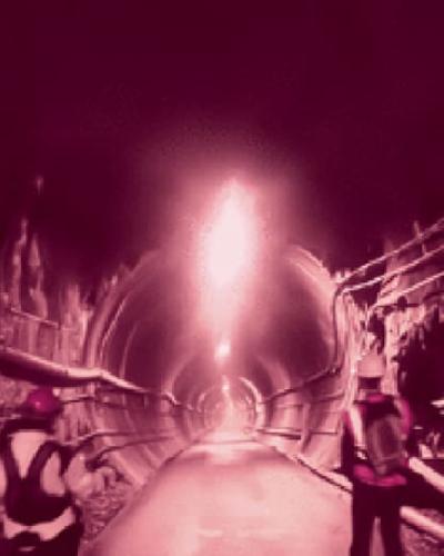 A tunnel leading into the Swedish Nuclear Fuel and Waste Management Company’s Äspö hard rock laboratory